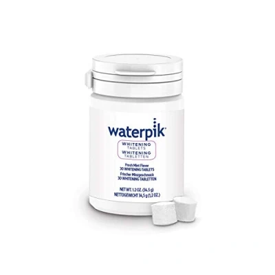 Abbildung von Waterpik Whitening Munddusche Nachfülltabletten, Zahnweißtabletten zur Verwendung mit Munddusche, Minzgeschmack, Packung 30 Tabletten (WT 30EU)