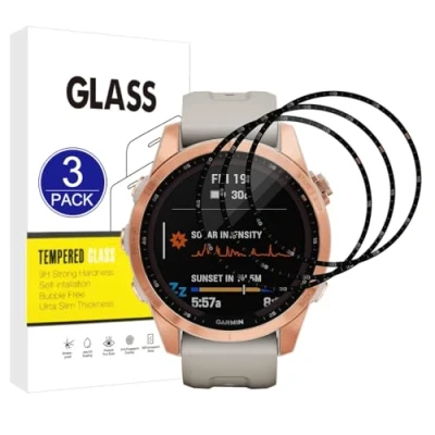 Abbildung von X Dision [3 Stück] Displayschutzfolie kompatibel mit Garmin Fenix 7S/7S Solar,[Kratzfest, High Definition][3D Curved Full Cover] Schutzfolie für Solar