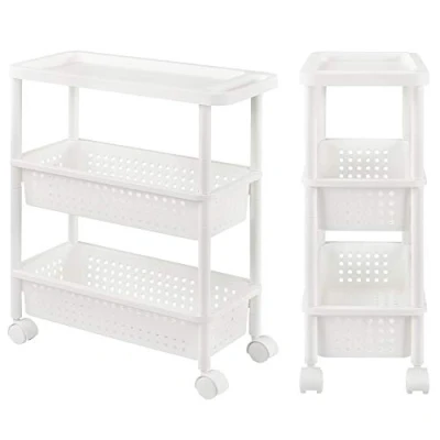 Abbildung von en.casa Regalwagen, Rollregal Küchenregal Allzweckwagen 77x22x48cm Weiß
