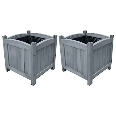 Abbildung von vidaXL 2X Tannenholz Massiv Garten Hochbeet Blumenkasten Pflanzkasten Pflanzbeet Gemüsebeet Pflanzkübel Blumenkübel Blumenbeet 30x30x30cm