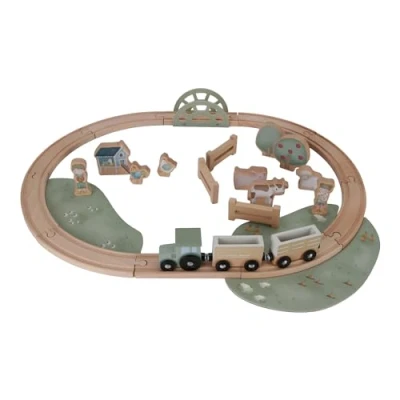 Abbildung von Little Dutch 7151 FSC Holz Traktor Eisenbahn mit Schienen Set Bauernhof Farm