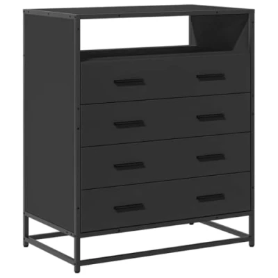 Abbildung von vidaXL Schubladenschrank Schwarz 70x41x70 cm Holzwerkstoff, Schubladenkommode, Lagerschrank, Aktenschrank, Sideboard mit Schubladen, Schrank