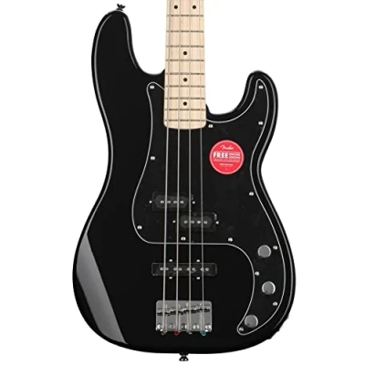 Abbildung von Squier by Fender Affinity Series Precision, E Bass, Ahorngriffbrett, Schwarze Schlagplatte, Schwarz