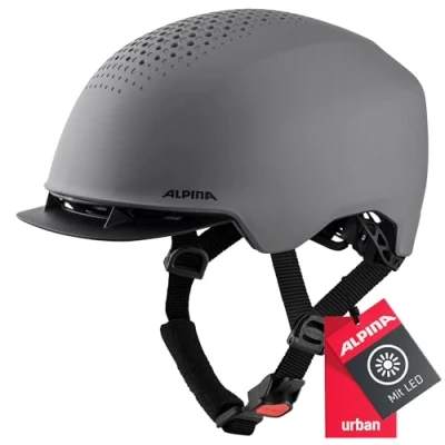 Abbildung von ALPINA IDOL Nachhaltiger, Beleuchteter &amp; Leichter Fahrradhelm Mit LED Licht Sonnenschild Für Erwachsene, coffee grey matt, 52 56 cm
