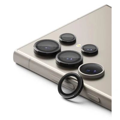 Abbildung von Ringke Camera Lens Frame Glass Kompatibel mit Samsung Galaxy S24 Ultra 5G (2024), Leichtgewicht Kameraobjektivschutz Gehärtetes Glas Aluminiumrahmen Black