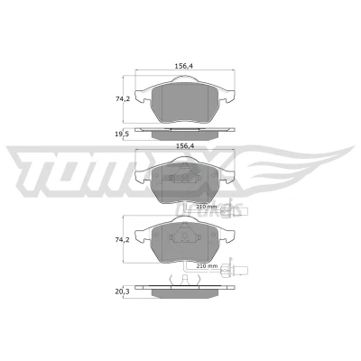 Abbildung von TOMEX brakes TX 12 13 Bremsbelagsatz Vorderachse inkl. Verschleißwarnkontakt VOLKSWAGEN: Sharan I, Kastenwagen, FORD: Galaxy Mk1 MPV