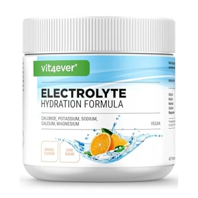 Abbildung von Elektrolyte 200 g (40 Portionen) Hydration Formel mit Chlorid, Kalium, Natrium, Calcium, Magnesium Perfekt für Sportler bei Flüssigkeitsverlust Ohne Zucker Vegan Orangen Geschmack