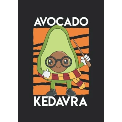 Abbildung von Notizbuch A4 liniert mit Softcover Design: Veganer Avocado Spruch Kedavra: 120 linierte DIN Seiten