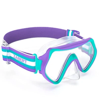 Abbildung von ZABERT M9 Kinder Taucherbrille,Mädchen Schwimmbrille für 2 3 4 5 6 Jahre, Kind Schnorchelmaske Tauchmaske Kid Tauchermaske Schwimmmaske V2 Teal Lila