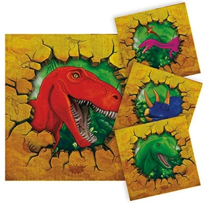 Abbildung von Dinosaurier Servietten Dino Party 25x25 cm 16 Stück