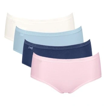 Abbildung von Sloggi Basic MIDI 4 PACK Slip, Damen, Größe: 44, White/light blue/pink/blue