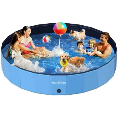Abbildung von Meowant Hundepool Faltbar, Hundebadewanne, Planschbecken Groß Verdickt PVC, Extra Großer Outdoor Faltbarer Kinderpool, Tragbare Rutschfestes Hundeplanschbecken, Keine Pumpe Benötigt(305 x 50 cm)