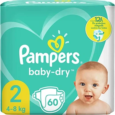 Abbildung von Pampers Baby Windeln Größe 2, (4 8 kg) 60 Stück bis zu 12 Stunden Schutz