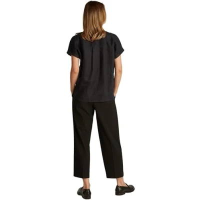 Abbildung von Tommy Hilfiger Collarless Blouse Hemdbluse, Damen, Größe: 36, Black