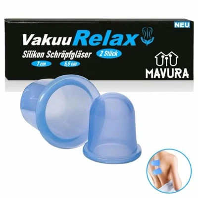 Abbildung von MAVURA Vakuum Massager VakuuRelax Silikon Schröpfgläser Set Schröpfen Saugglocken Vakuum, Massage Schröpfkopf Schröpfmassage Vakuummassage [2 Stück]