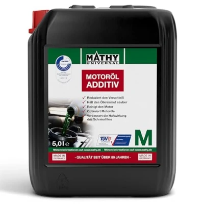 Abbildung von MATHY M Motoröl Additiv (5,0 l) Verschleißschutz &amp; Reinigung für Motoren Aller Art Motor Öl Zusatz Diesel/Benzin/Gas
