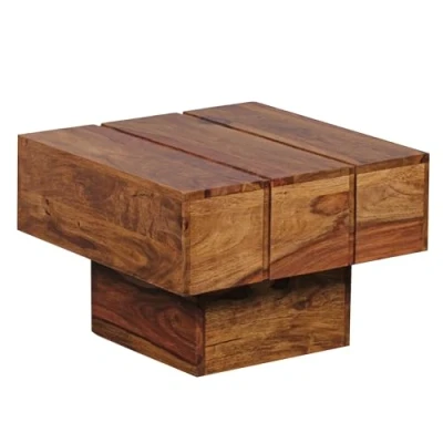 Abbildung von FINEBUY Beistelltisch SuVa3529_1 (Sheesham Massivholz 44x44x30 cm, Tisch Quadratisch), Kleiner Wohnzimmertisch, Sofatisch Couchtisch