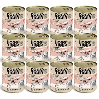 Abbildung von Junior, Hundefutter, Grünschnabel, Hunde Nassfutter, Welpen Futter, Geflügel, Getreidefrei, Naturreis, Karotte &amp; Zucchini, 12x 800g