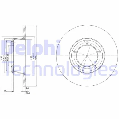 Abbildung von DELPHI BG2297 Bremsscheibe 298 14 5 voll geölt unbehandelt ohne Radlager, ABS Sensorring LAND ROVER: Defender Pickup, 90, SUV