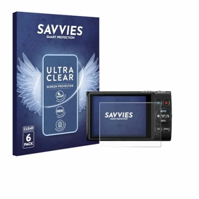 Abbildung von Savvies 6 Stück Schutzfolie für Canon Digital Ixus 285 hs Displayschutz Folie Ultra Transparent
