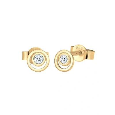Abbildung von Elli DIAMONDS Paar Ohrstecker Kreis Layer Diamant Hochwertig 585 Gelbgold