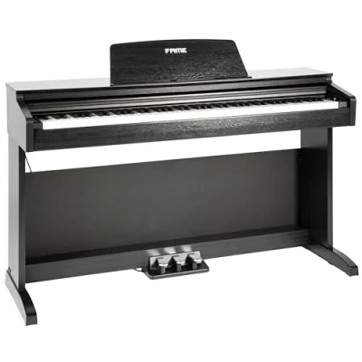 Abbildung von Fame DP 2000 E Piano mit Hammermechanik, anschlagdynamischen 88 Tasten, voller Klavierklang, 16 Orchesterklangfarben, 128 fache Polyphonie, wertiges Gehäuse Deckel, Digital in schwarz