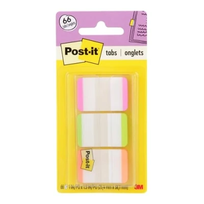 Abbildung von Post it Tabs, 2,5 cm, liniert, rosa, grün, orange, 22 Tabs/Farbe, 66 Tabs/Spender für unterwegs (686L PGO)