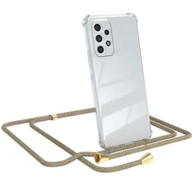Abbildung von EAZY CASE Handykette kompatibel mit Samsung Galaxy A53 (5G) Handyhülle Umhängeband, Handykordel Schutzhülle, Silikonhülle, Hülle Band, Stylische Kette für Smartphone, Rainbow