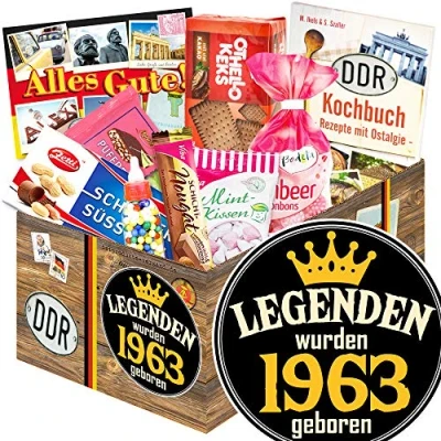 Abbildung von Legenden 1963 + Ostpaket mit Süßigkeiten Geschenk