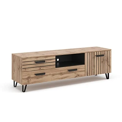 Abbildung von Vicco Lowboard Amber, Eiche/Schwarz, 150 x 49 cm