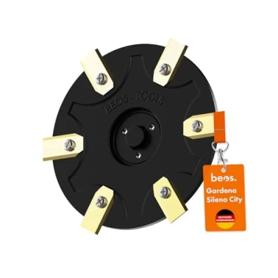 Abbildung von BEOS® Premium Mähroboter Tuning Drehscheibe kompatible mit Gardena City Messerteller für 6X Klingen glasfaserverstärkte Messerscheibe Ø 142 mm