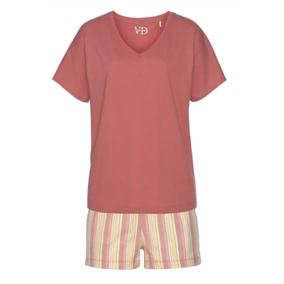 Abbildung von Lascana Shorty Pyjama, Damen, Größe: 32/34, Rosenholz hellgelb weiã gestreift