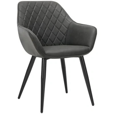 Abbildung von WOLTU Esszimmerstuhl 1 Stück Küchenstuhl Wohnzimmerstuhl Polsterstuhl Sessel, Armlehnstuhl mit Rückenlehne, für Esszimmer, Küche, Wohnzimmer, Kunstleder, Metallbeine, Anthrazit, BH251an