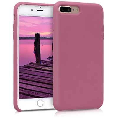 Abbildung von kwmobile Hülle kompatibel mit Apple iPhone 7 Plus/iPhone 8 Plus Silikon Handy Case Handyhülle weiche Oberfläche kabelloses Laden Dark Rose