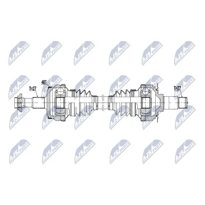 Abbildung von NTY NPW ME 194 Antriebswelle Hinterachse links, rechts 803mm Automatikgetriebe