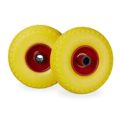 Abbildung von Relaxdays, gelb rot Sackkarrenrad Set, pannensicher, 3.00 4 Vollgummireifen, Stahlfelge, 25mm Achse, 100 kg, 260x85mm, 2x, 10026071_960