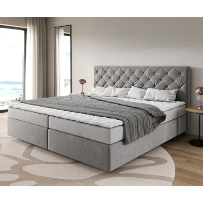 Abbildung von Boxspringbett Dream Great Mikrofaser Grau 200x200 cm Bonell Matratze PU Topper