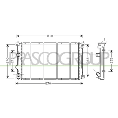 Abbildung von PRASCO DS960R003 Kühler, Motorkühlung Kupfer 730 415 34 Kühlrippen mechanisch gefügt RENAULT: MASTER 2 Kasten, Bus
