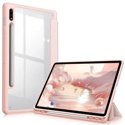 Abbildung von Fintie Hybrid Hülle für Samsung Galaxy Tab S8 11 Zoll 2022 /S7 2020 Stoßfeste Abdeckung mit Transparent Klar Hartschalen Rückseite Schutzhülle, Roségold