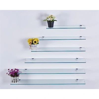 Abbildung von HOOZ Wandregal aus Sicherheitsglas mit Halterung Klarglas 50 x 13 0,6 cm, 1 tlg., geschliffenen Kanten