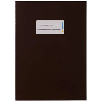 Abbildung von HERMA 19768 Heftumschlag A5 Karton Braun, Hefthülle mit Beschriftungsfeld aus stabilem &amp; extra starkem Papier, Heftschoner für Schulhefte, farbig