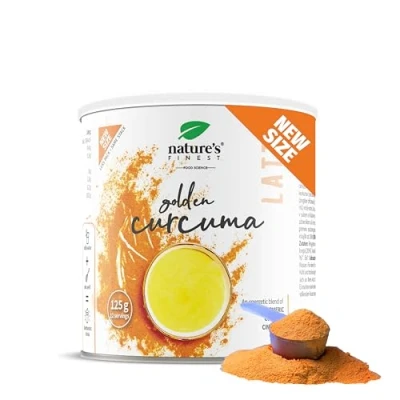 Abbildung von Nature&#039;s Finest by Nutrisslim Golden Curcuma Latte, Bio Kurkumapulver, reguliert die Verdauung, steigert Energie und bringt Ihre Haut zum Strahlen, 125 g