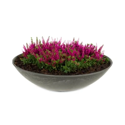 Abbildung von matches21 HOME &amp; HOBBY Wetterfeste Pflanzschale für draussen in 28 cm schwarz marmoriert als Blumenschale Dekoschale