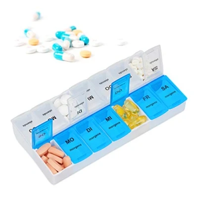 Abbildung von relaxdays Pillendose 5 x Tablettenbox 7 Tage 2 Fächer