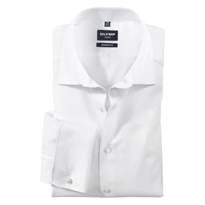 Abbildung von OLYMP Luxor modern fit Hemd Langarm mit New Kent Kragen Popeline weiß Gr. 43