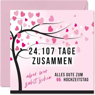 Abbildung von Stuff4 66. Hochzeitstag Karte Liebe 24107 Tage Zusammen 66 Jahrestag Geschenke für Mein Mann Ehemann Meine Frau Ehefrau, 145mm Lustig Glückwunschkarten
