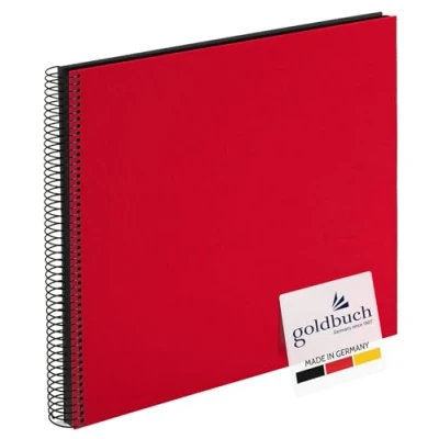 Abbildung von goldbuch 25993 Spiralalbum Bella Vista, Foto Album 35 x 30 cm, Fotoalbum mit 40 schwarze Seiten, Erinnerungsalbum aus Leinen, Fotobuch für Bilder und Fotos zum Einkleben, Rot