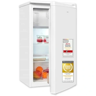 Abbildung von exquisit Kühlschrank KS5117 3 040E, 85 cm hoch, 48 breit, LED, Türanschlag wechselbar, Gemüsefach, Temperaturregelung