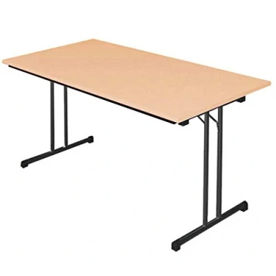 Abbildung von Klapptisch Besprechungstisch Kantinentisch Verkaufstisch Schreibtisch 180 x 80 cm RAL 9005 Schwarz/Buche Dekor
