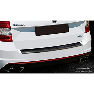 Abbildung von Avisa Schwarz Edelstahl Heckstoßstangenschutz kompatibel mit Skoda Octavia III Kombi RS 2013 2016 &amp; FL 2017 2020 &#039;Ribs&#039;